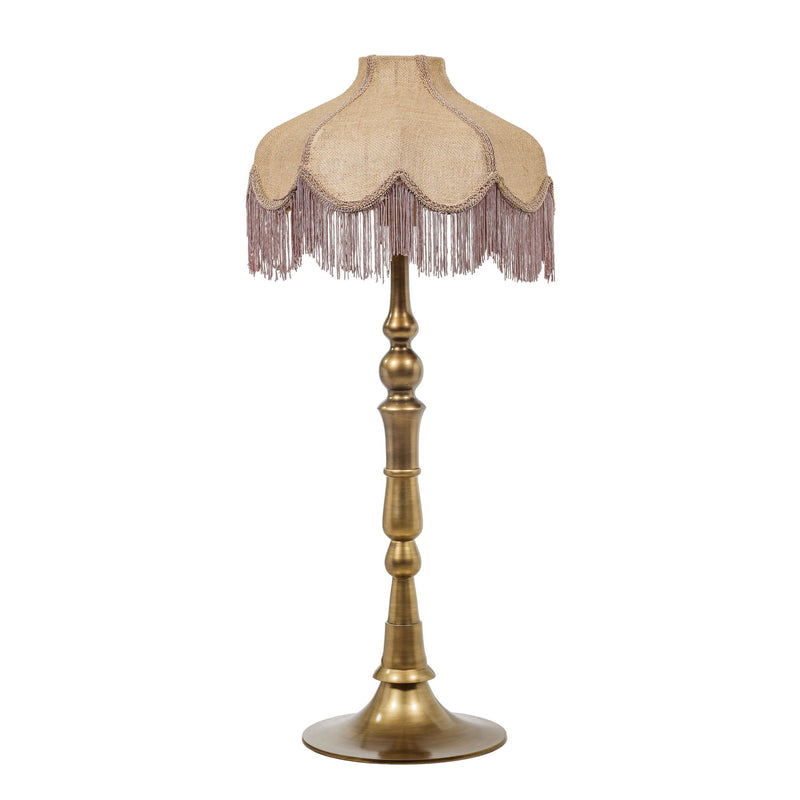 Buchanan - Jute Fringed Scalloped Table Lamp - Pink - R&R Furniture Gallery (Fountain Valley, CA)