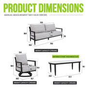 Life Outside 4-piece outdoor conversation set with chairs, bench sofa, tables, and Sunbrella cushions for patio relaxation.