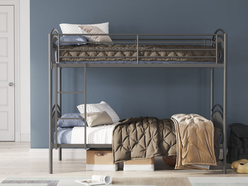 Lanceburg - Twin/Twin Bunk Bed With Ladder - Gray - R&R Furniture Gallery (Fountain Valley, CA)