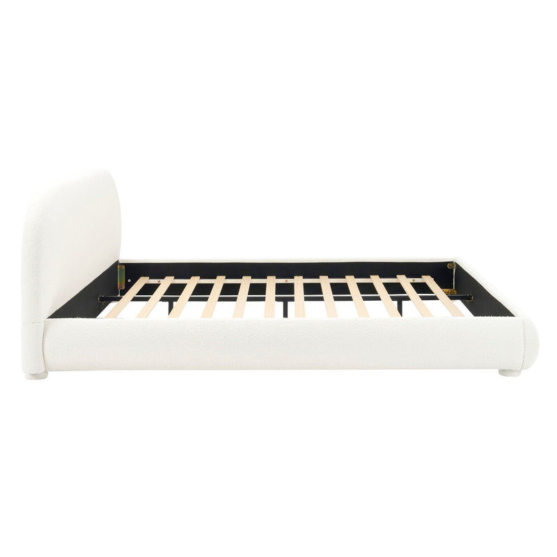 Upholstered Simple Modern Bedroom Bed With Curved Headboard - R&R Furniture Gallery (Fountain Valley, CA)