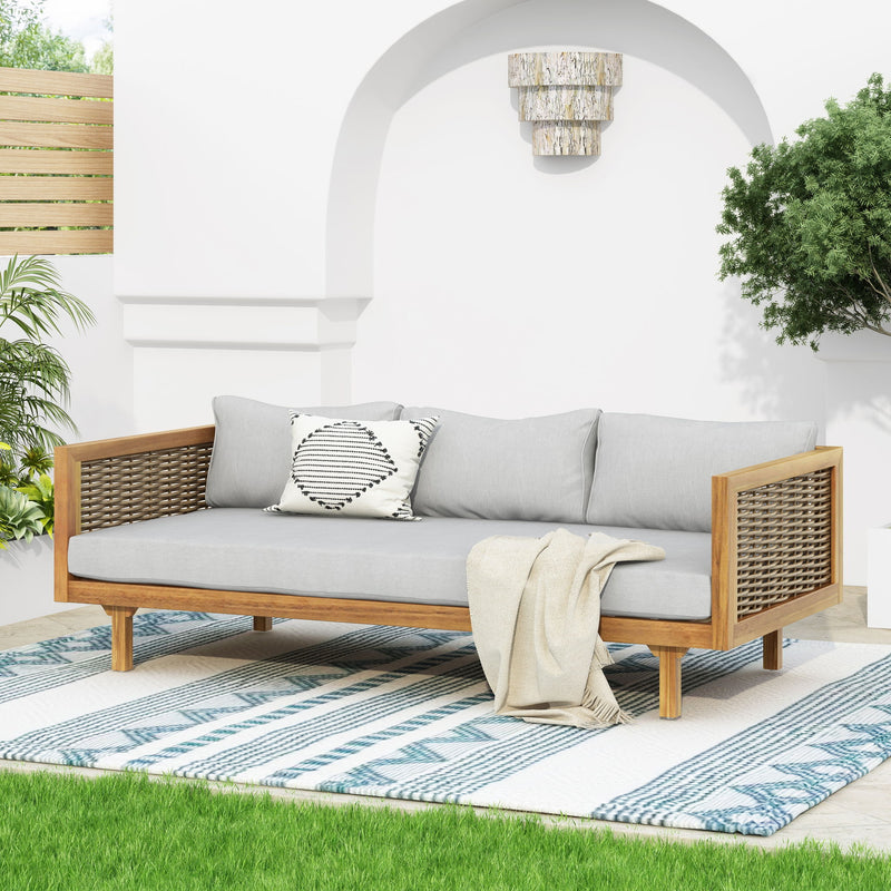 Claremont - 3 Seater Daybed Teak Acacia Wood Water Resistant Cushions - R&R Furniture Gallery (Fountain Valley, CA)