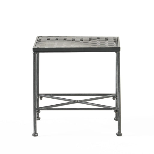 Outdoor Square Side Table With X Shaped Iron Frame - Black - R&R Furniture Gallery (Fountain Valley, CA)