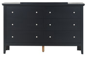 Glory Furniture Primo dresser with multiple drawers in a modern bedroom setting, showcasing sleek wood finish and contemporary design.