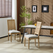 French Country Dining Chair With Rectangular Cane Backrest And Smooth Upholstered Seating - R&R Furniture Gallery (Fountain Valley, CA)