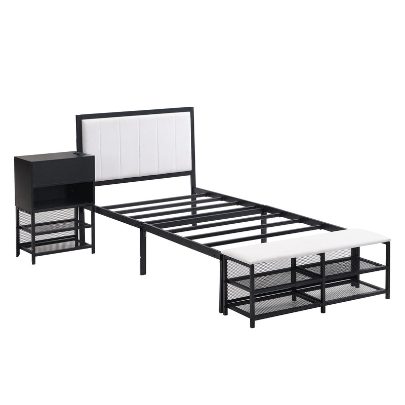 Platform Bed With 2 Tier Storage Shelves, Storage Cabinet - R&R Furniture Gallery (Fountain Valley, CA)