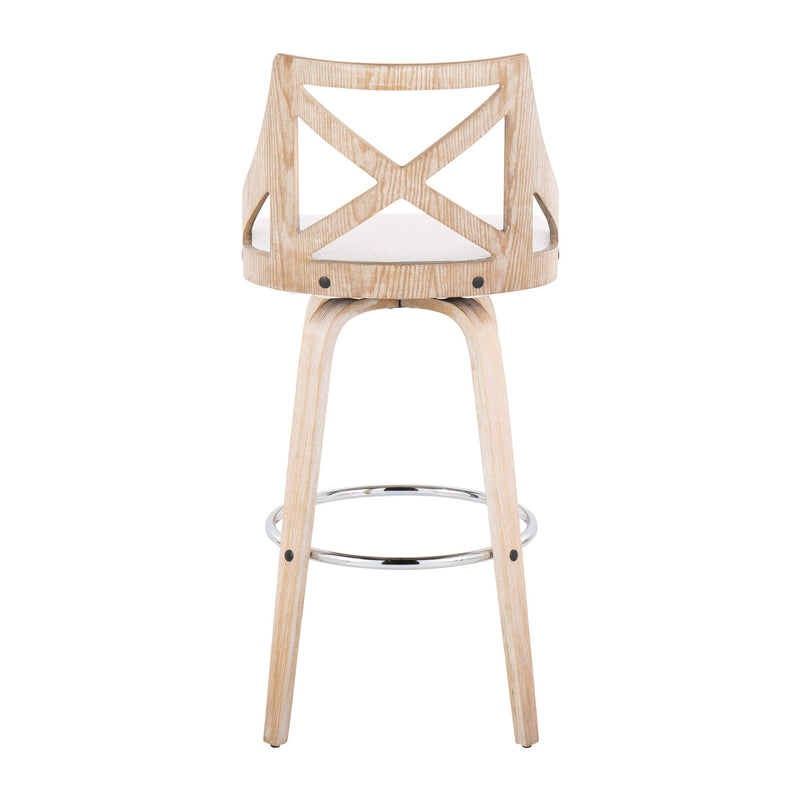 Charlotte - Farmhouse Fixed Height Bar Stool With Swivel And Round Footrest (Set of 2)