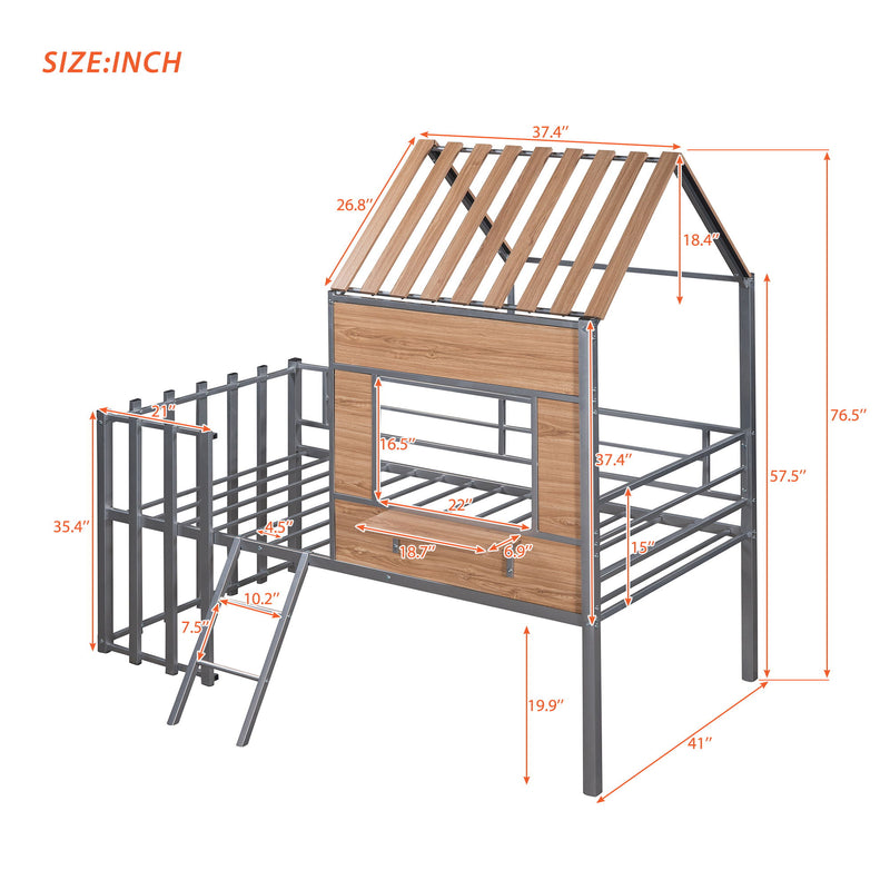Loft Bed With Roof, Window, Guardrail, Ladder - R&R Furniture Gallery (Fountain Valley, CA)