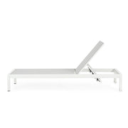 Noble House outdoor patio chaise lounge with five adjustable reclining positions, featuring a sleek, comfortable design for outdoor relaxation.