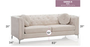 Elegant contemporary Pompano sofa by Glory Furniture, stationary sofa with sleek modern design and plush upholstery.