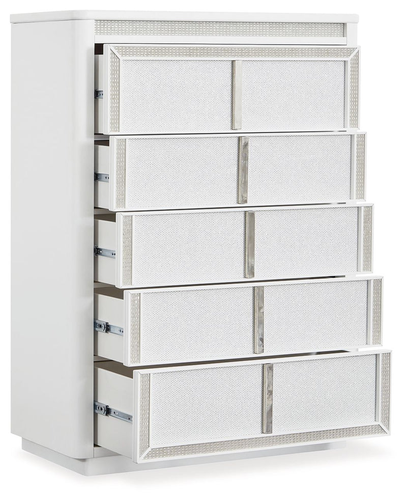 Chalanna - Five Drawer Chest - White - R&R Furniture Gallery (Fountain Valley, CA)