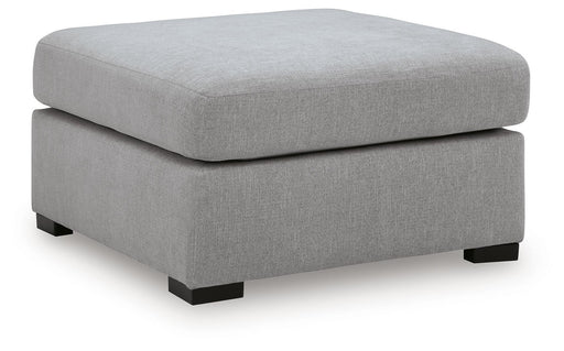 Benchcraft Lakepoint oversized accent ottoman in nickel finish, showcasing its plush upholstery and modern design.