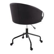 Lumi Source Claire contemporary glam desk chair with black upholstery and chrome legs, modern office seating for home or workspace.