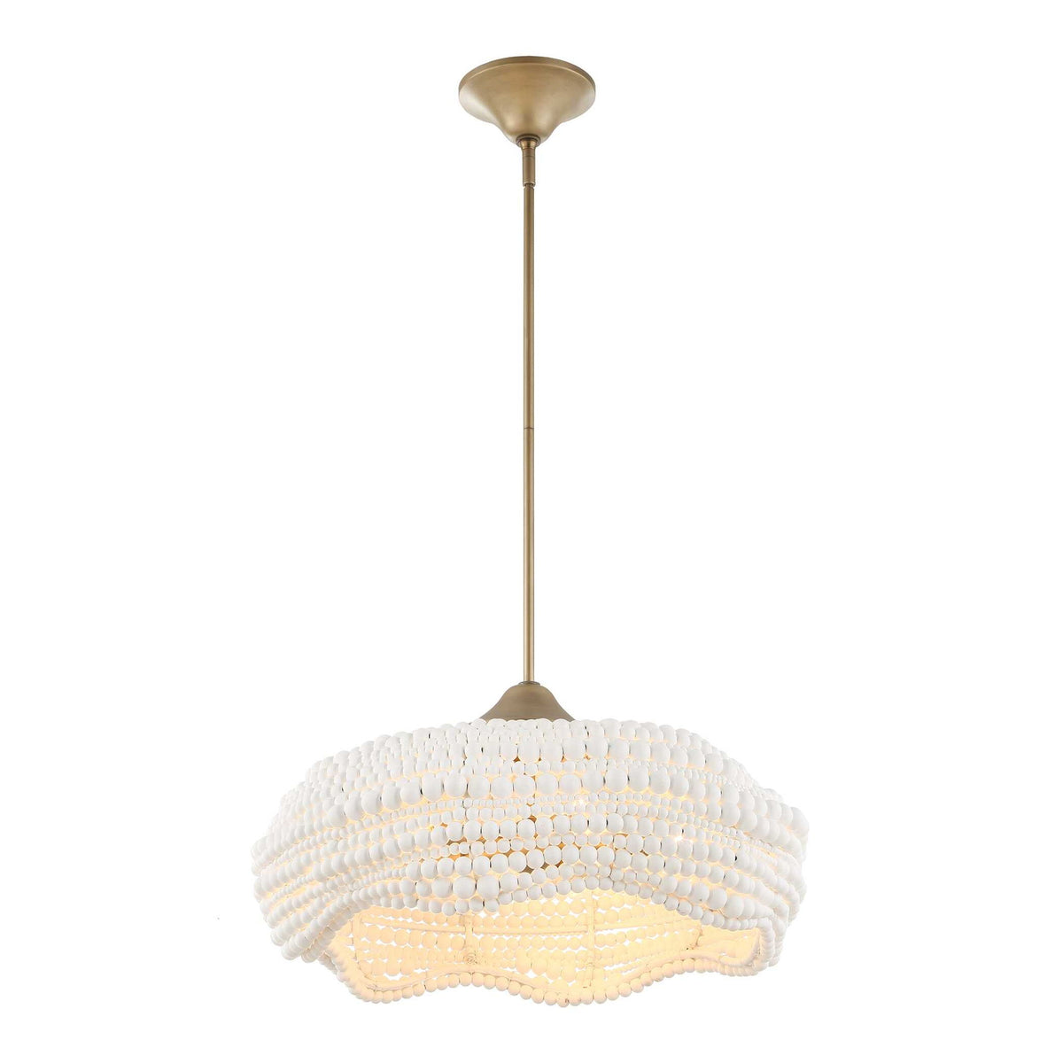 Uttermost Biddeford 5-Light Beaded Pendant in white, hanging fixture with beaded design for modern interior lighting.