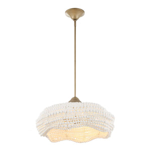 Uttermost Biddeford 5-Light Beaded Pendant in white, hanging fixture with beaded design for modern interior lighting.