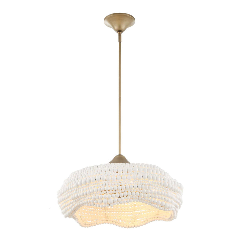 Uttermost Biddeford 5-Light Beaded Pendant in white, hanging fixture with beaded design for modern interior lighting.