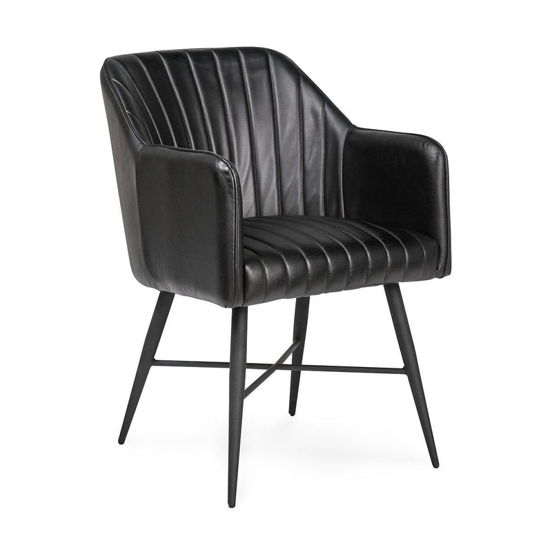 Leon - Leather Dining Chair - Midnight Raven - R&R Furniture Gallery (Fountain Valley, CA)