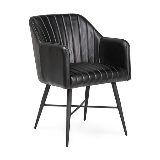 Leon - Leather Dining Chair - Midnight Raven - R&R Furniture Gallery (Fountain Valley, CA)