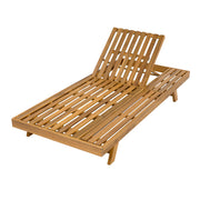 Acacia Wood Lounge Chaise Set With Headrest And Water Resistant Cushions - Beige - R&R Furniture Gallery (Fountain Valley, CA)