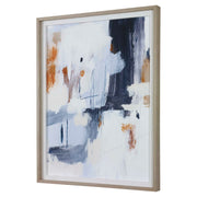 Abstract framed print in blue by Uttermost featuring modern artwork and a sleek frame, ideal for contemporary home decor.