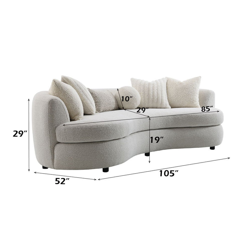 Iniko - Sofa With 6 Pillows - Beige Boucle - R&R Furniture Gallery (Fountain Valley, CA)