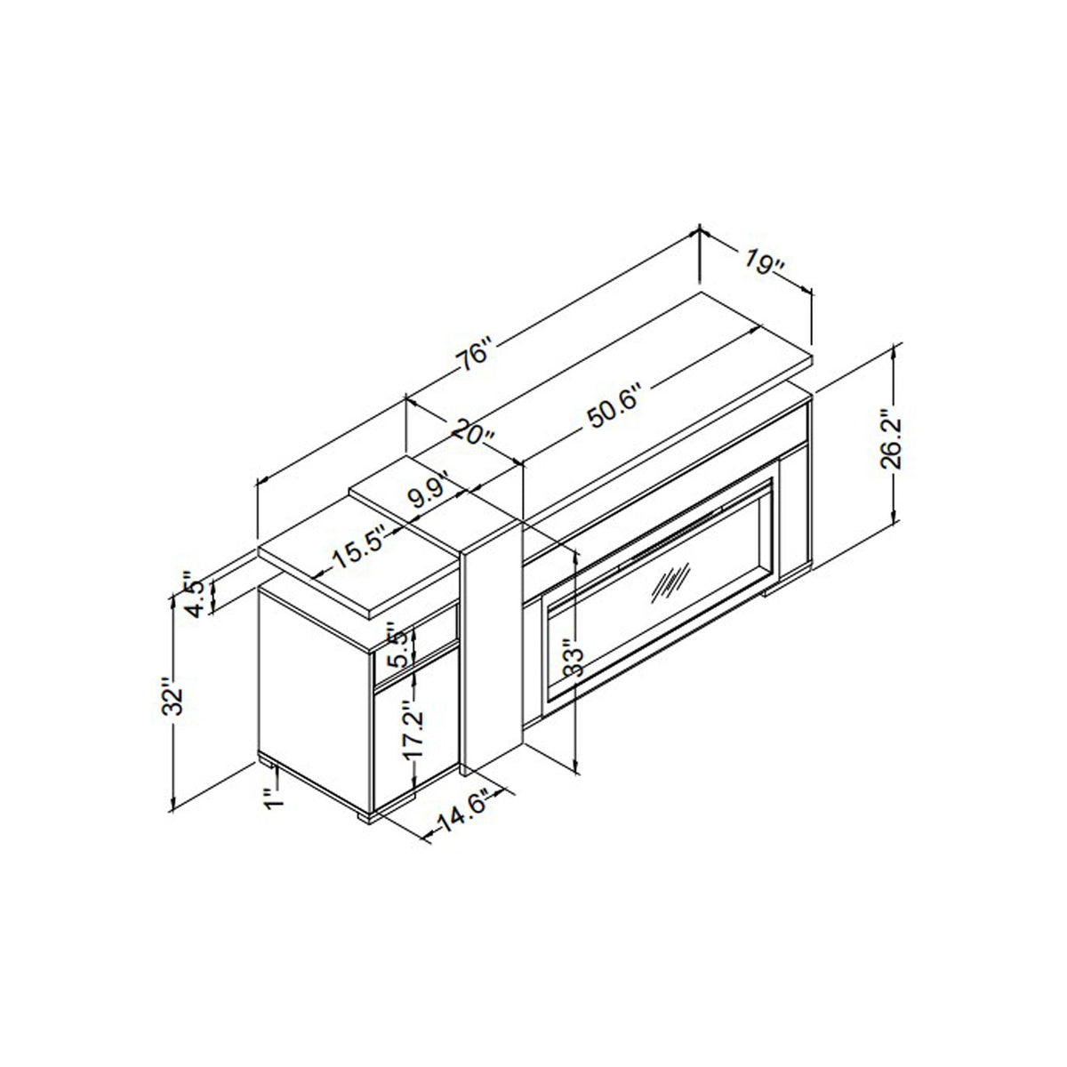 Zorra - Entertainment Unit With Bluetooth Speaker - Gray