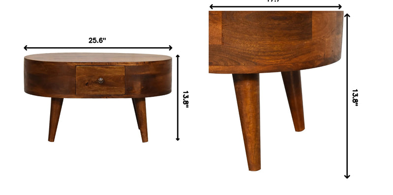 Mini Rounded Coffee Table - Chestnut - R&R Furniture Gallery (Fountain Valley, CA)