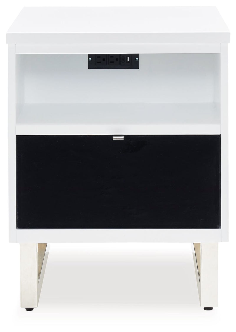 Gardoni - Chair Side End Table - White / Black - R&R Furniture Gallery (Fountain Valley, CA)