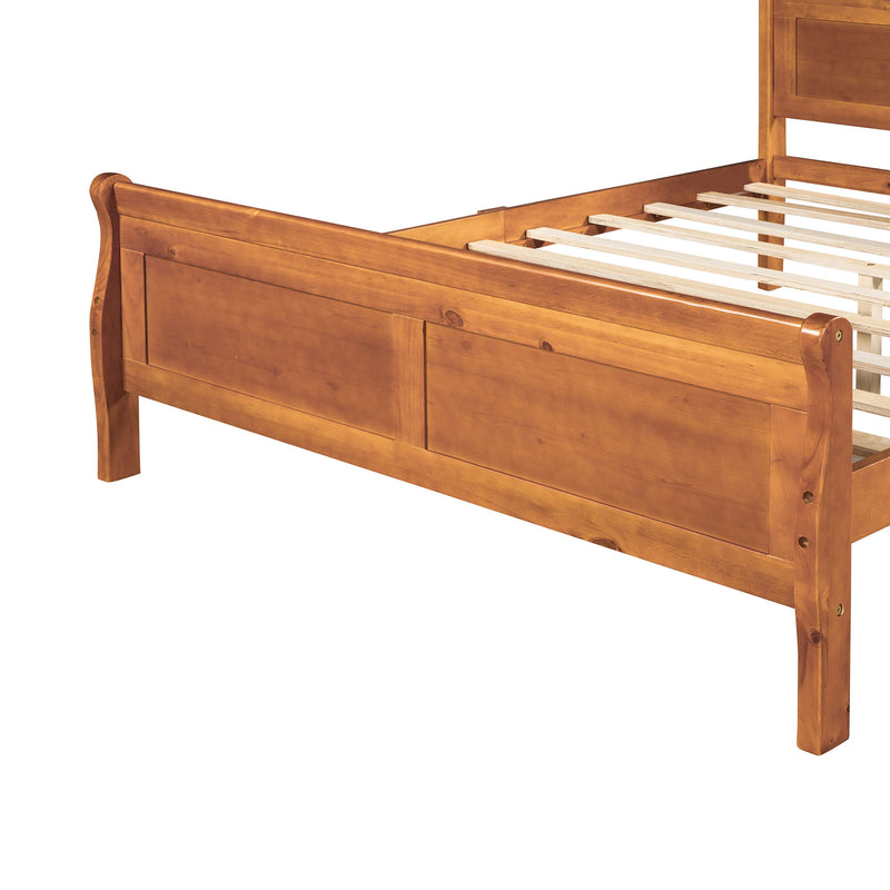 Platform Bed Frame Mattress Foundation Sleigh Bed With Headboard / Footboard / Wood Slat Suppor - R&R Furniture Gallery (Fountain Valley, CA)