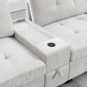 Sectional With Acrylic Table Top U Shaped Couch Set With 2 Consoles USB Charger, Storage Drawers And Pockets Movable Ottoman Tufted Sofa - R&R Furniture Gallery (Fountain Valley, CA)