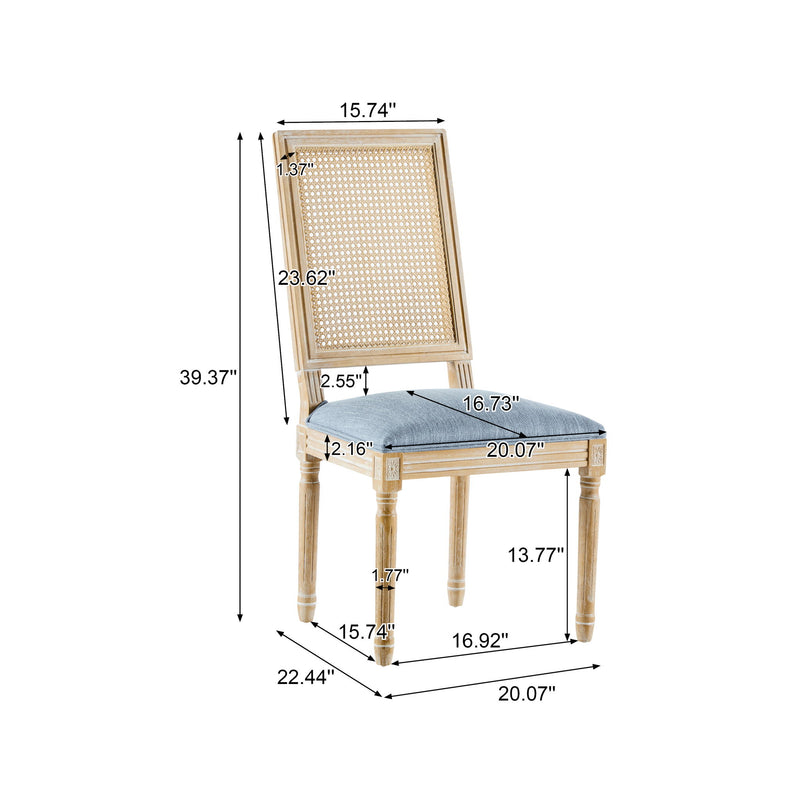 French Country Dining Chair With Rectangular Cane Backrest And Smooth Upholstered Seating - R&R Furniture Gallery (Fountain Valley, CA)