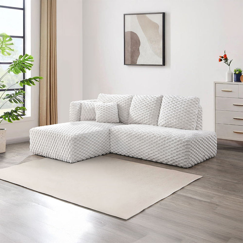 Manya - Sectional Sofa - Ivory Corduroy - R&R Furniture Gallery (Fountain Valley, CA)