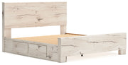 Signature Design by Ashley Lawroy panel bed with built-in storage drawers in a modern bedroom setting.
