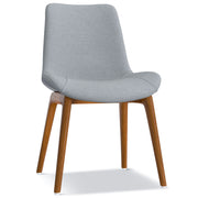 Set of two Simpli-Home Loretta upholstered dining chairs with cushioned seats and wooden legs, perfect for modern dining rooms.