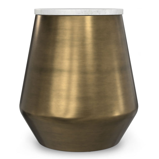 Benning - Side Table - Antique Brass / White - R&R Furniture Gallery (Fountain Valley, CA)