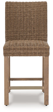 Walton Bridge - 5 Pc. - Square Bar Table W/Fire Pit, 4 Barstools - Driftwood - R&R Furniture Gallery (Fountain Valley, CA)
