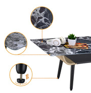 Landon - Coffee Table With Glass Marble Texture Top And Bent Wood Design - R&R Furniture Gallery (Fountain Valley, CA)