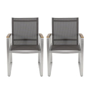 Poetic - Outdoor Dining Chair With Faux Wood Arms And Aluminum Frame (Set of 2) - Gray - R&R Furniture Gallery (Fountain Valley, CA)
