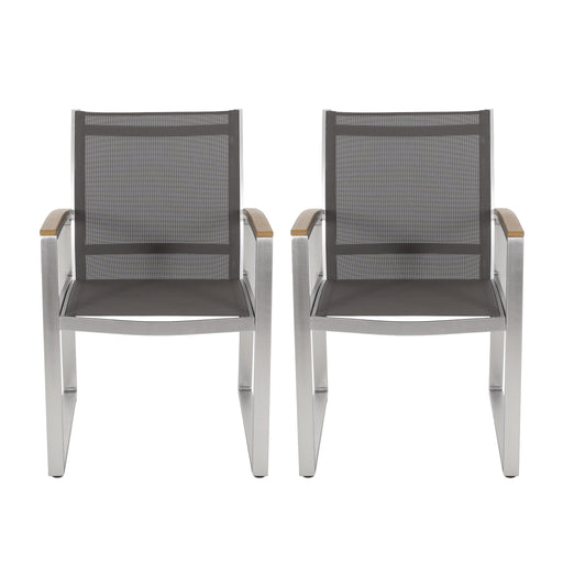 Poetic - Outdoor Dining Chair With Faux Wood Arms And Aluminum Frame (Set of 2) - Gray - R&R Furniture Gallery (Fountain Valley, CA)