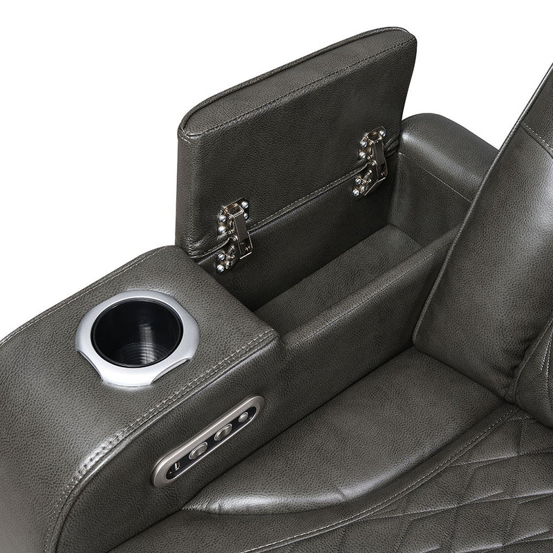 Taddeo - Power Motion Sofa With Power Headrest, USB, Wireless Charger, LED & Reading Light - Dark Gray - R&R Furniture Gallery (Fountain Valley, CA)