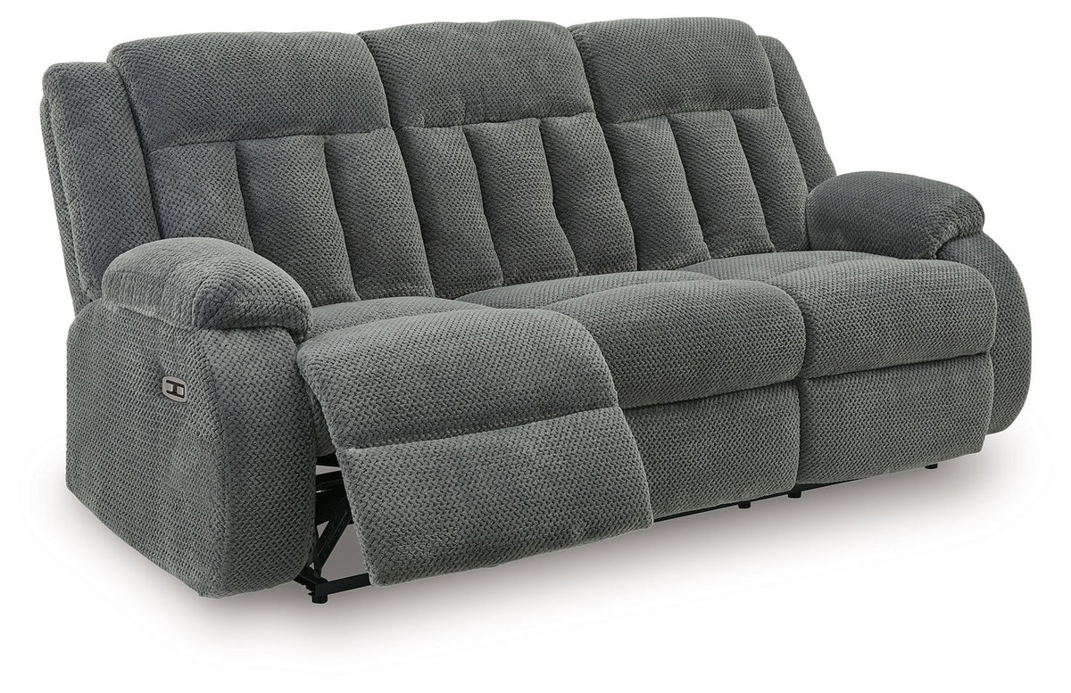 Observation - Reclining Power Sofa With Drop Down Table - Steel - R&R Furniture Gallery (Fountain Valley, CA)