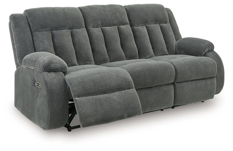 Observation - Reclining Power Sofa With Drop Down Table - Steel - R&R Furniture Gallery (Fountain Valley, CA)
