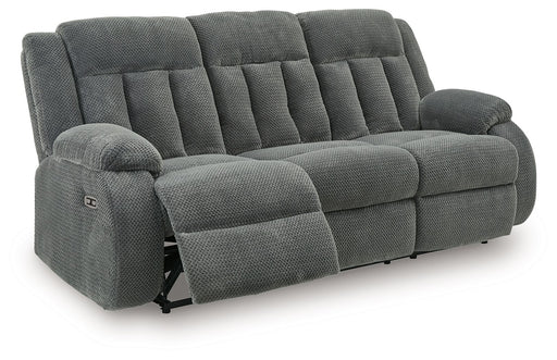 Observation - Reclining Power Sofa With Drop Down Table - Steel - R&R Furniture Gallery (Fountain Valley, CA)