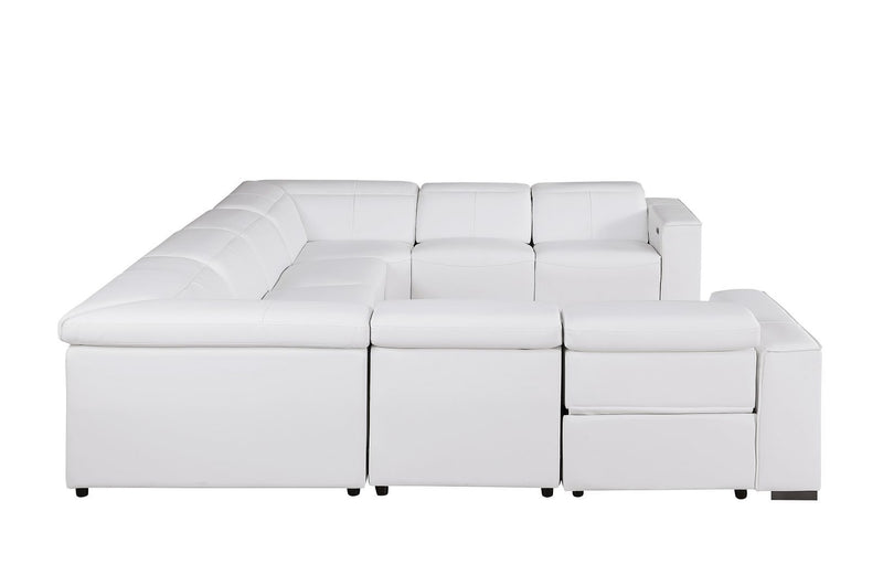 1208 - 8 Piece U Shaped Leather Sectional With 4 Power Recliners & Power Headrests