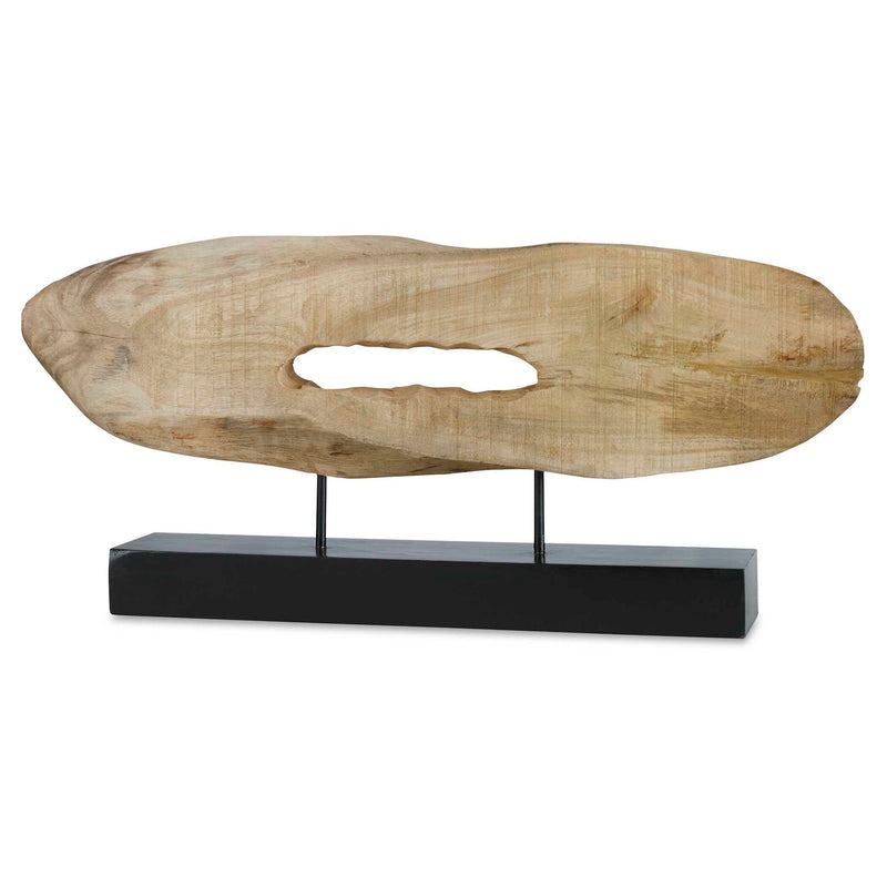 Uttermost Paol mango wood sculpture with light brown and black finish, showcasing a modern abstract figurine design.