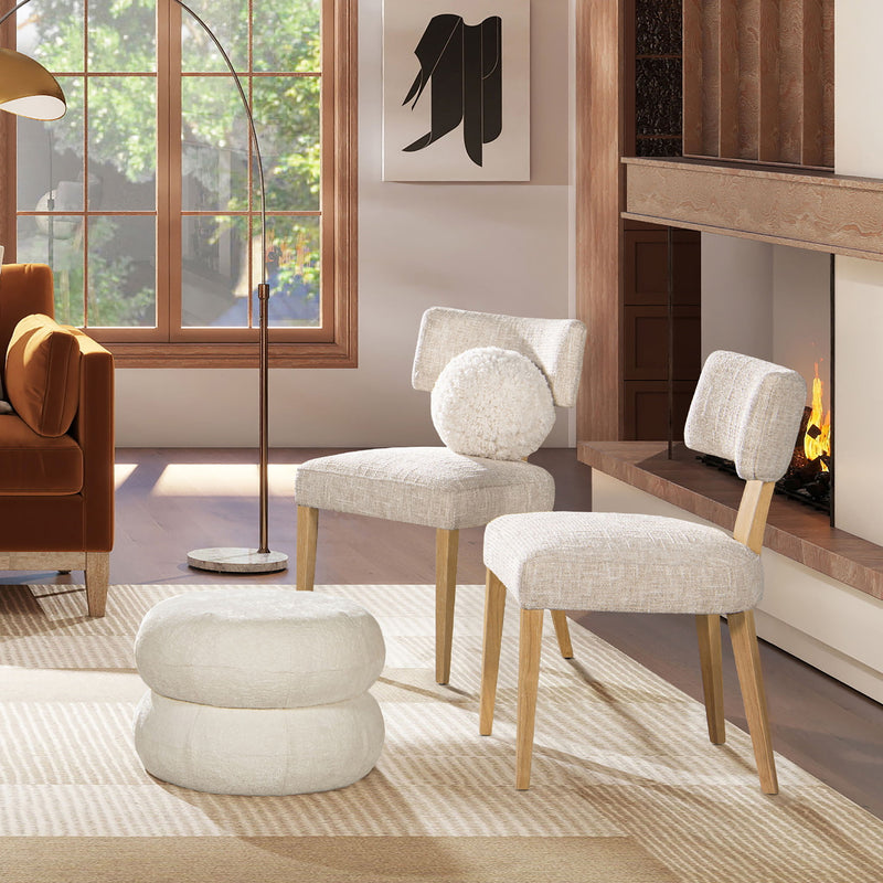 Ayla - Round Sphere Accent Ball Throw Pillow - Curly White - R&R Furniture Gallery (Fountain Valley, CA)