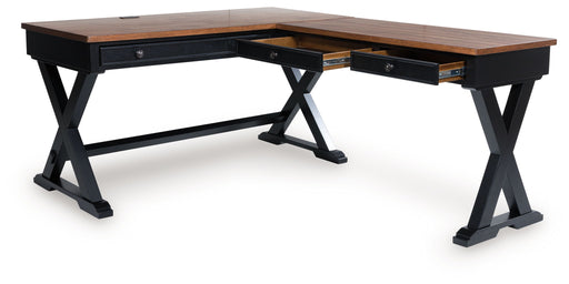 Wildenauer - Home Office Desk And Return - Brown / Black - R&R Furniture Gallery (Fountain Valley, CA)
