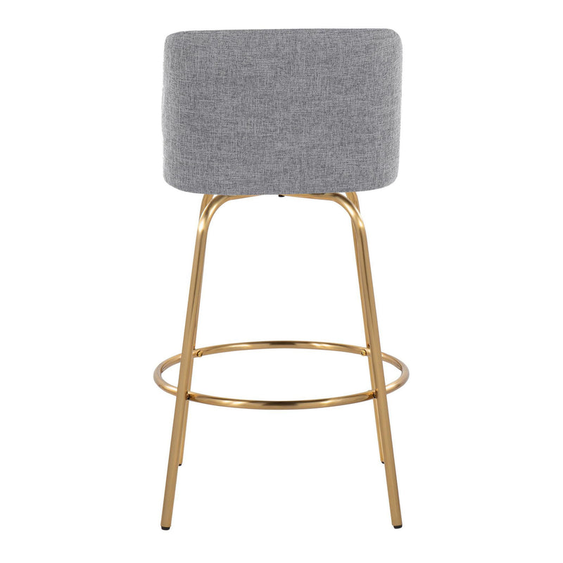 Toriano - Contemporary, Fixed Height Counter Stool With Swivel With Round Footrest (Set of 2) - R&R Furniture Gallery (Fountain Valley, CA)