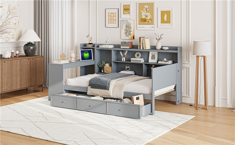 Daybed With 3 Drawers USB Ports And Desk - R&R Furniture Gallery (Fountain Valley, CA)