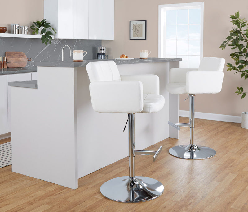 Lumi Source Stout adjustable barstool with swivel, bar height 28-30 inches, featuring a modern design and comfortable seat.