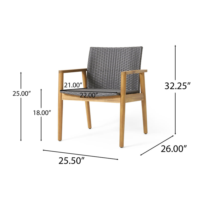 Tranquilize - Outdoor Wooden Club Chair With Woven Wicker Seat And Back (Set of 2) - Light Brown - R&R Furniture Gallery (Fountain Valley, CA)